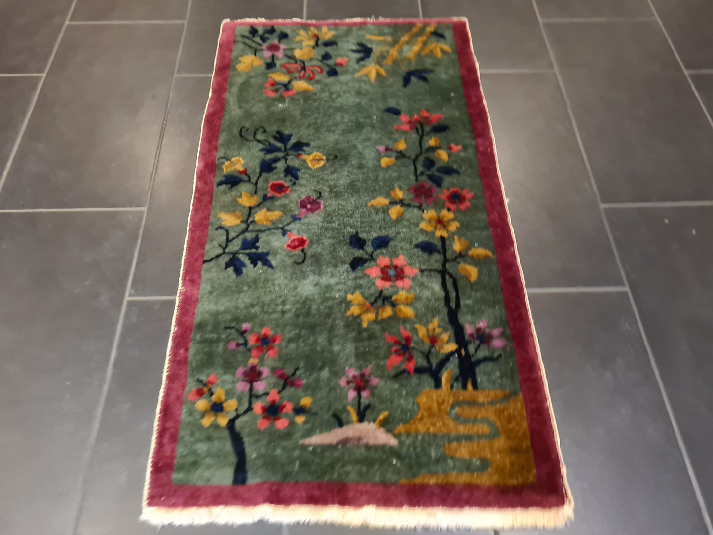 Handgeknüpfter Orientteppich China Peking Antiker Teppich art déco 117x63cm