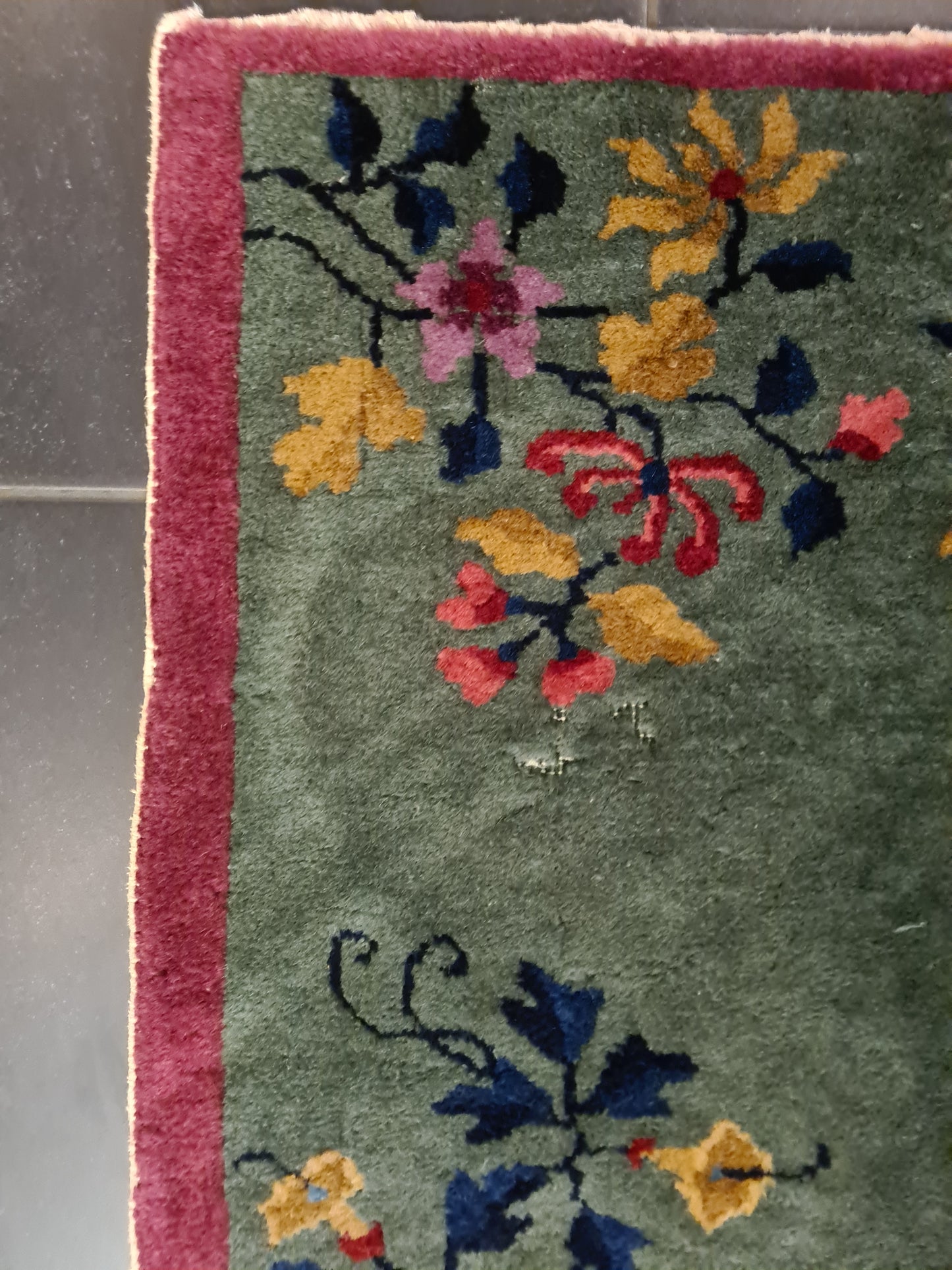 Handgeknüpfter Orientteppich China Peking Antiker Teppich art déco 117x63cm