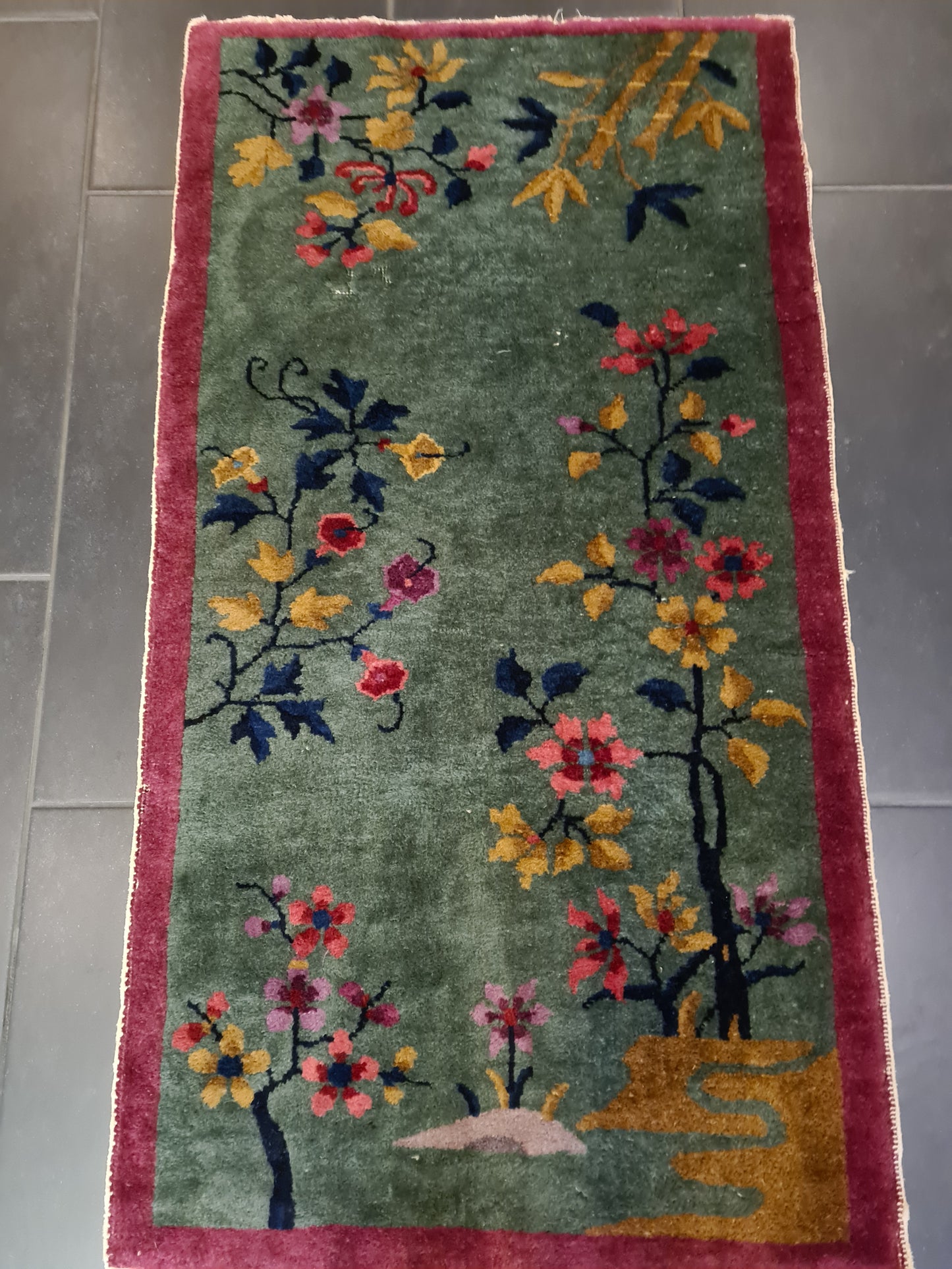 Handgeknüpfter Orientteppich China Peking Antiker Teppich art déco 117x63cm