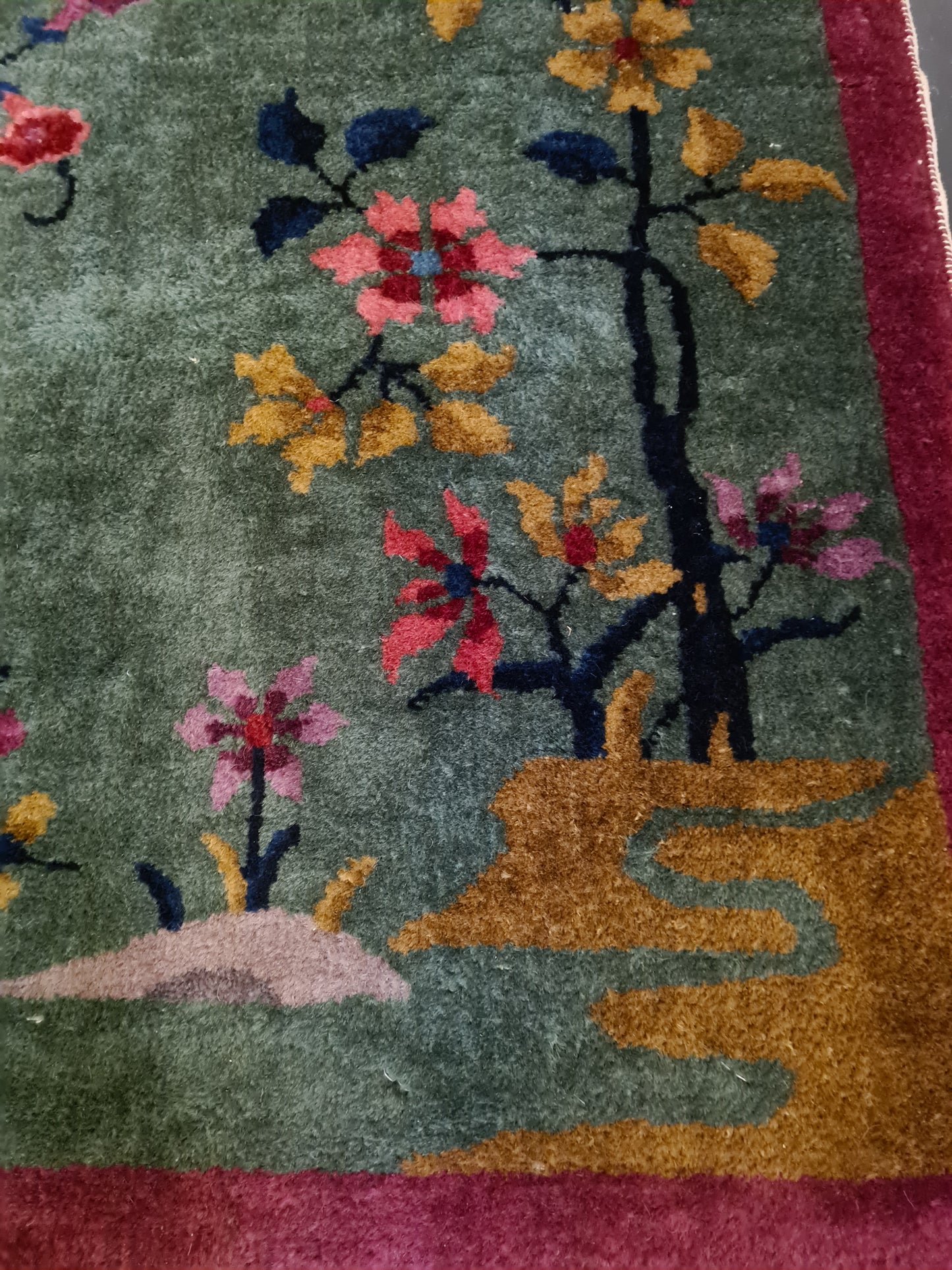 Handgeknüpfter Orientteppich China Peking Antiker Teppich art déco 117x63cm