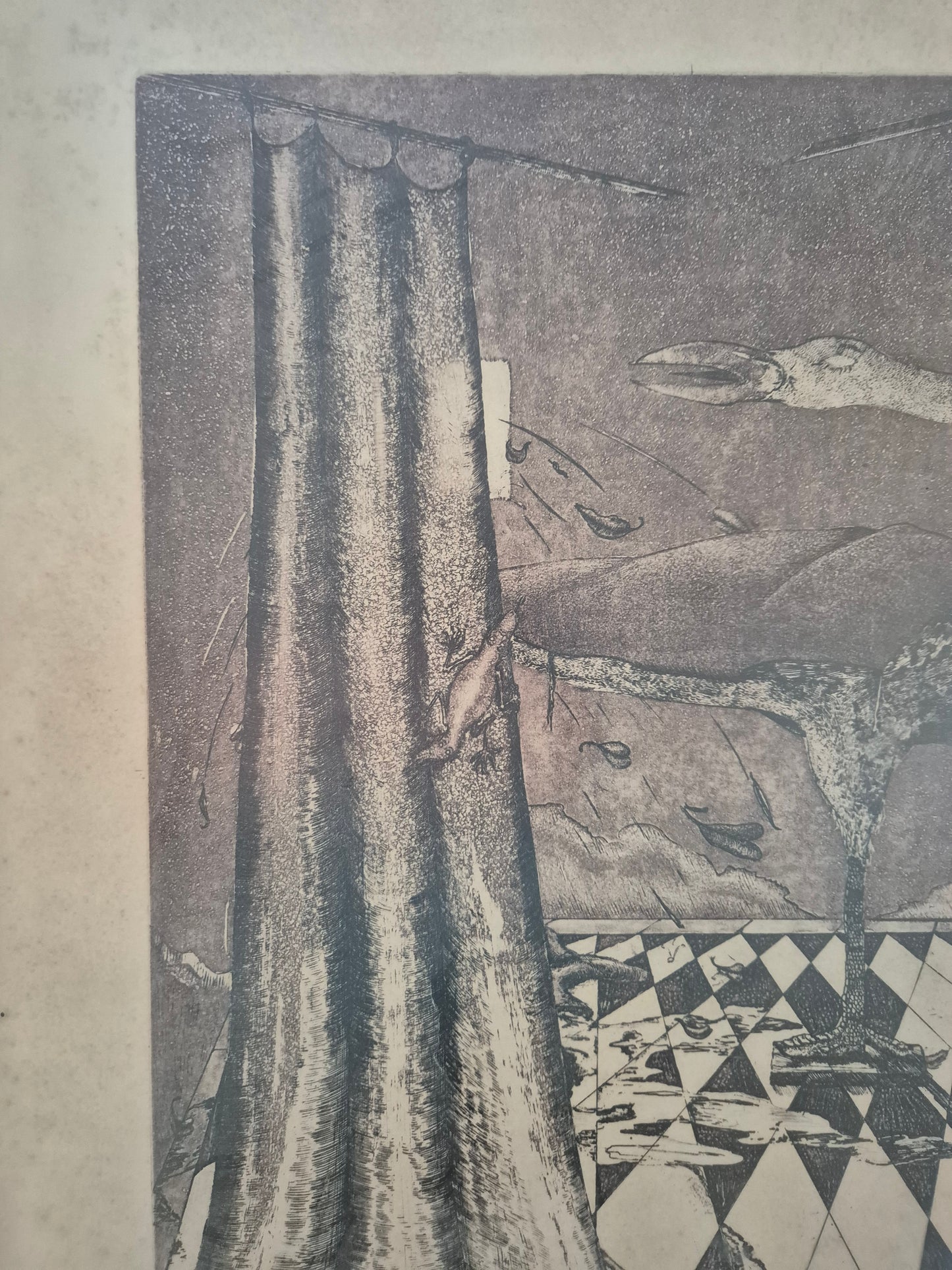 Abstrakte Radierung, Roger Van Akelyen (geb. 1948) „De Spelbreker“