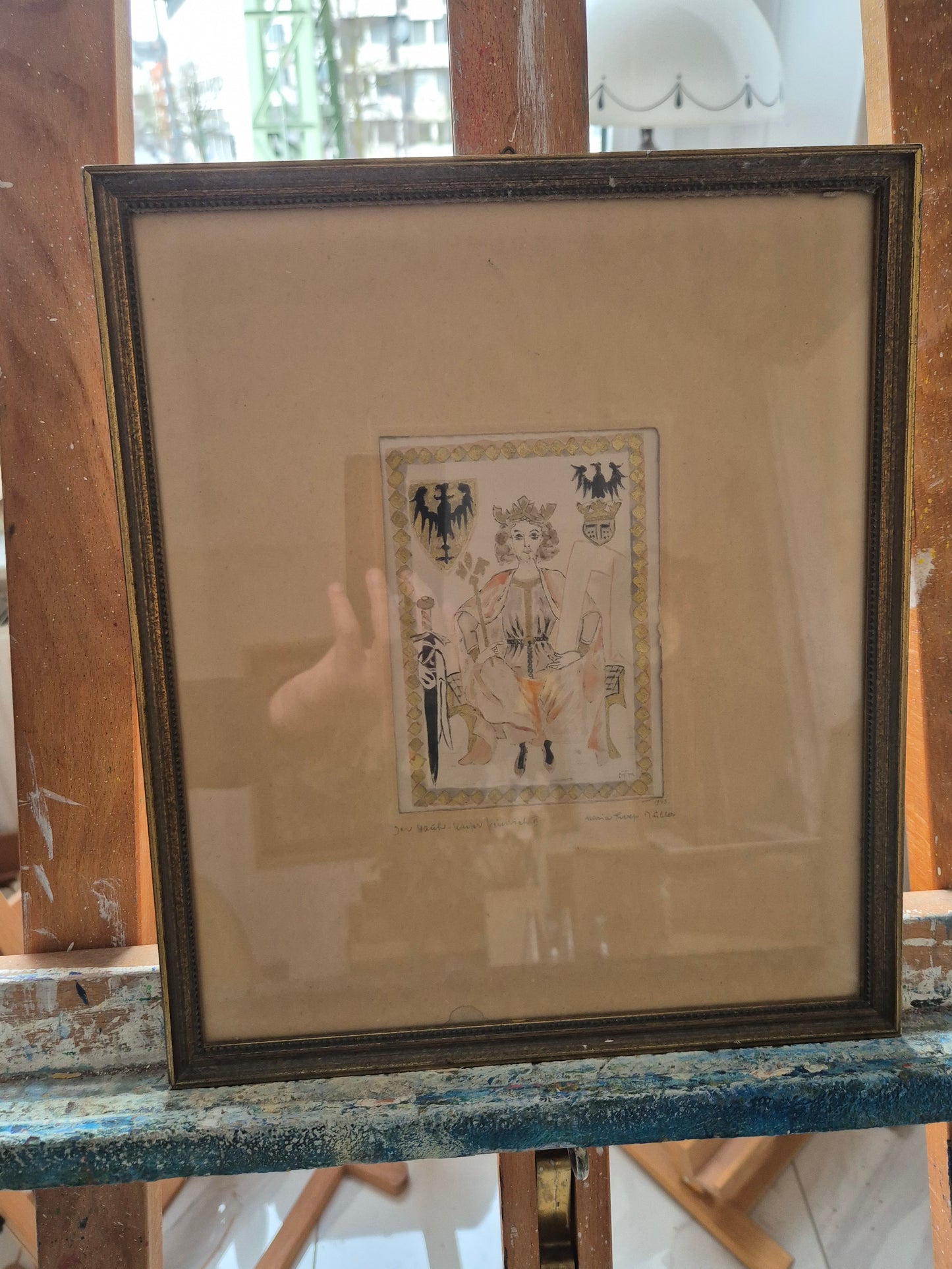 Kaiser Heinrich VI. auf dem Thron, Grafik auf Leinwand 27x36cm