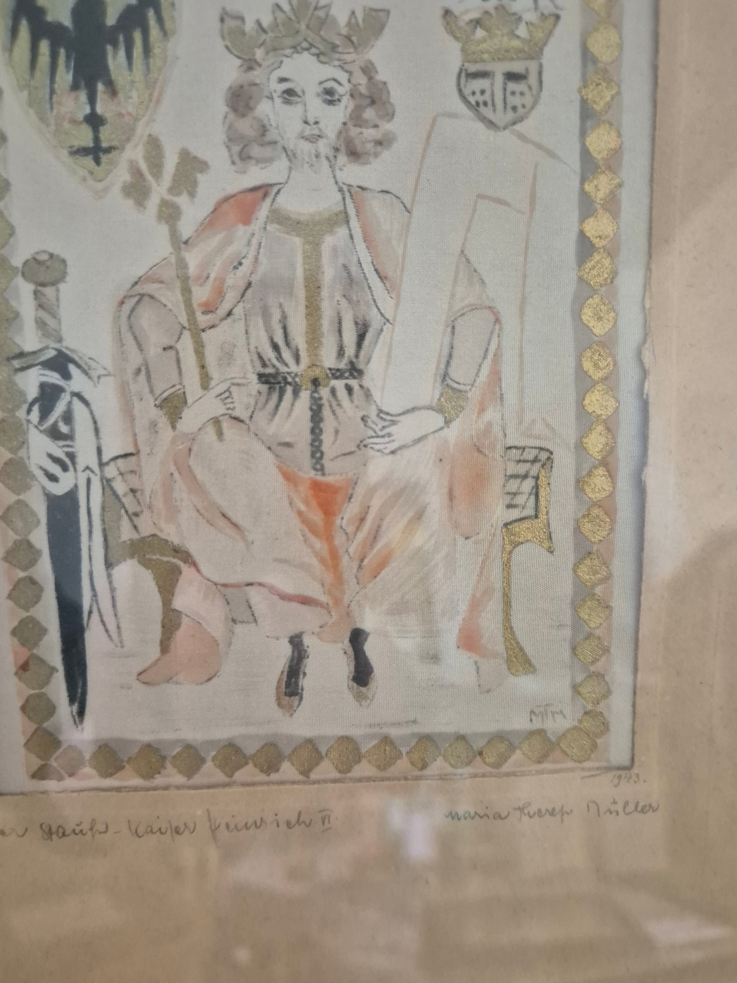 Kaiser Heinrich VI. auf dem Thron, Grafik auf Leinwand 27x36cm