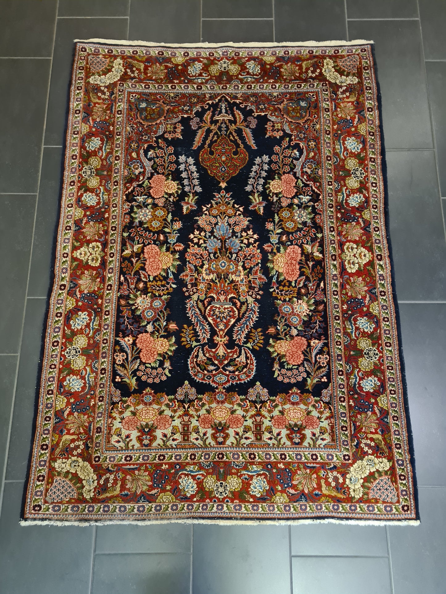 Perserteppich Orientteppich Handgeknüpfer Teppich Keshan Kork 179x125cm