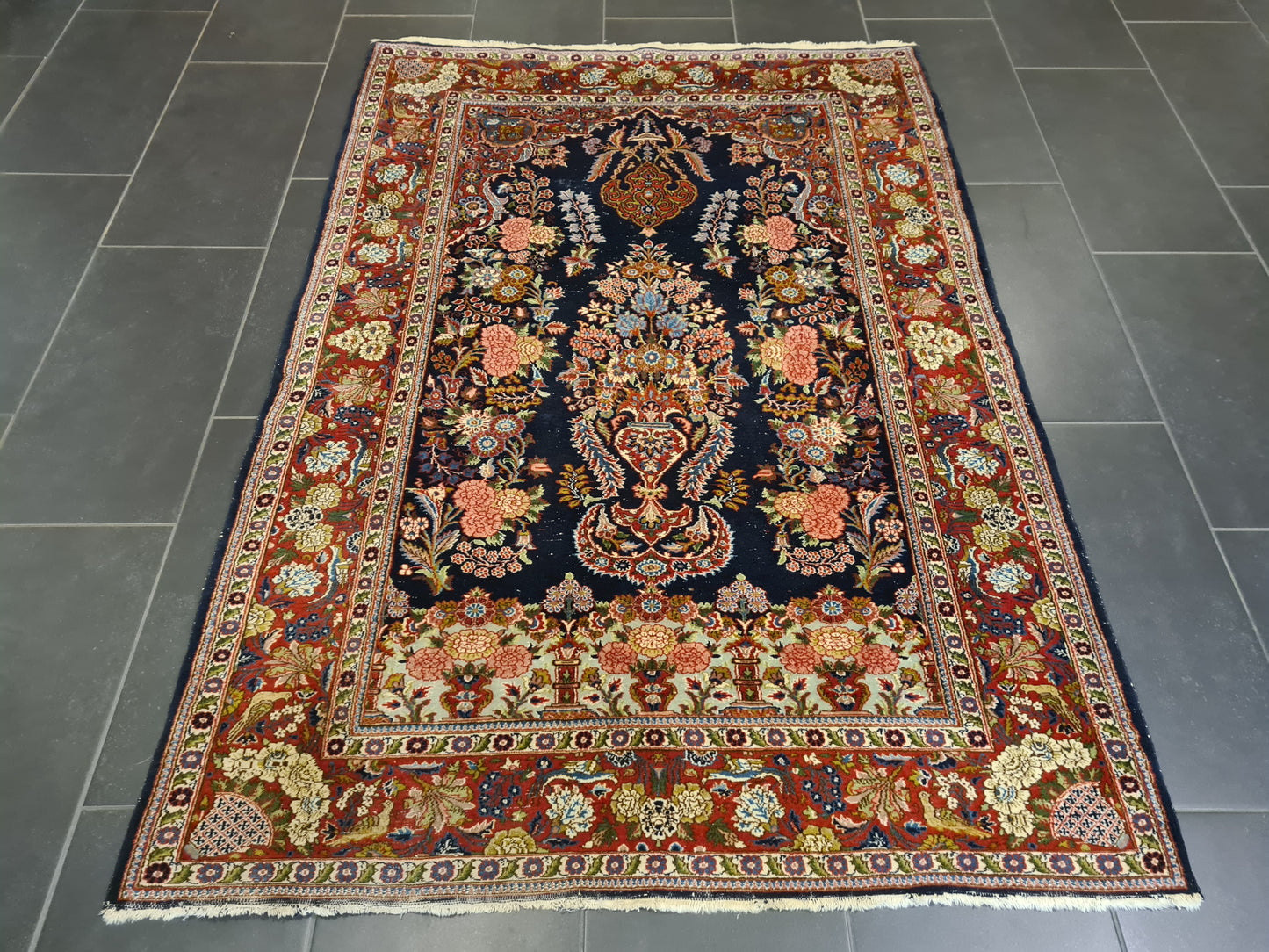 Perserteppich Orientteppich Handgeknüpfer Teppich Keshan Kork 179x125cm