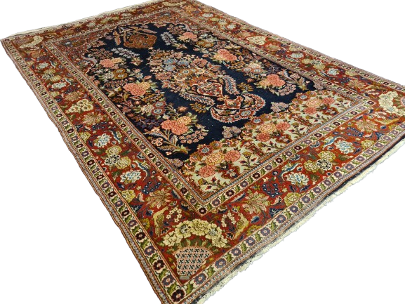 Perserteppich Orientteppich Handgeknüpfer Teppich Keshan Kork 179x125cm