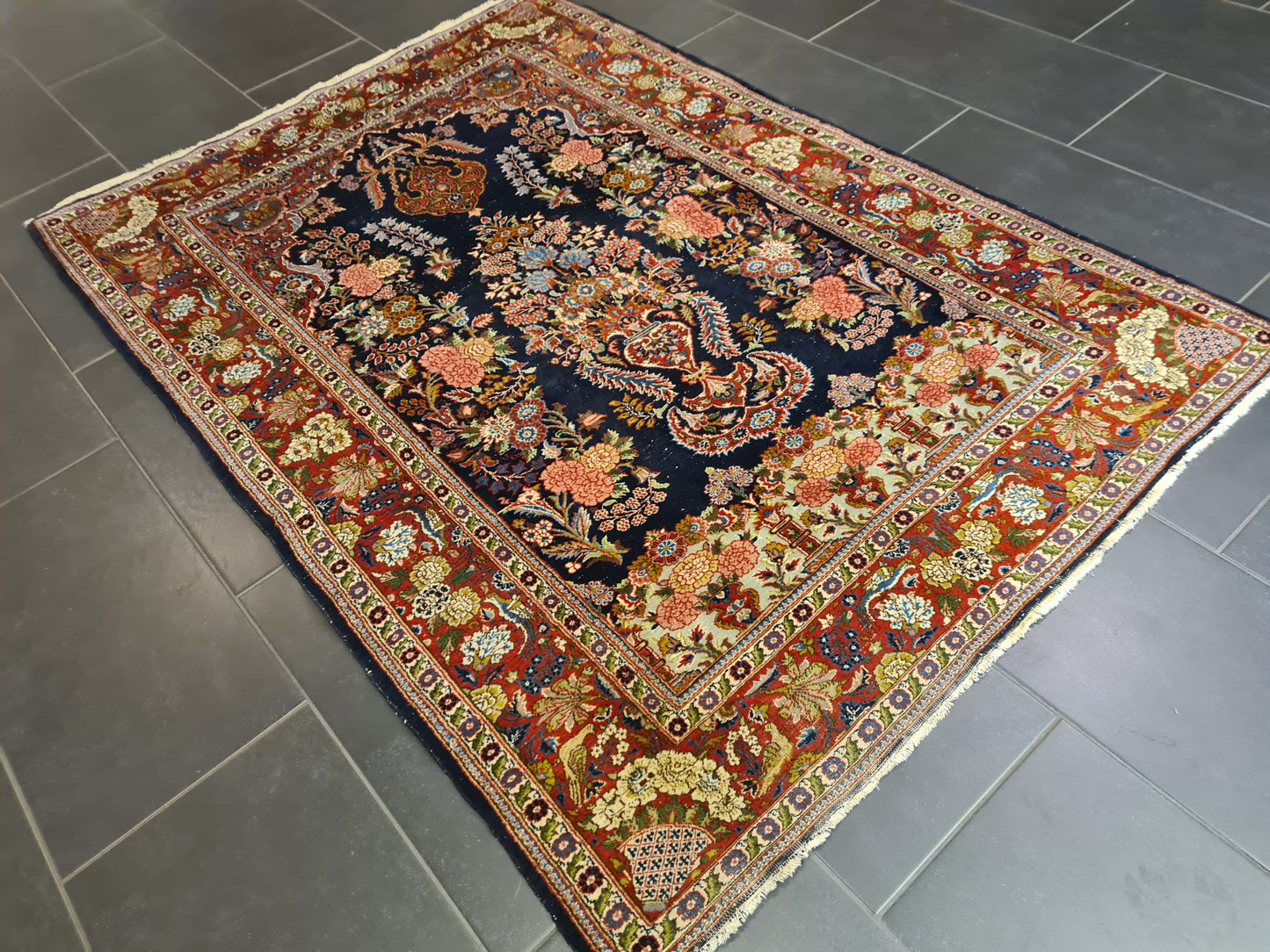 Perserteppich Orientteppich Handgeknüpfer Teppich Keshan Kork 179x125cm
