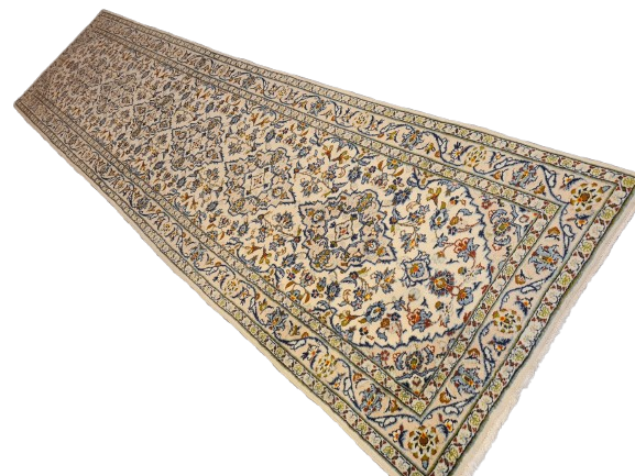 Perserteppich Orientteppich Handgeknüpfer Teppich Keshan Läufer 404x102cm