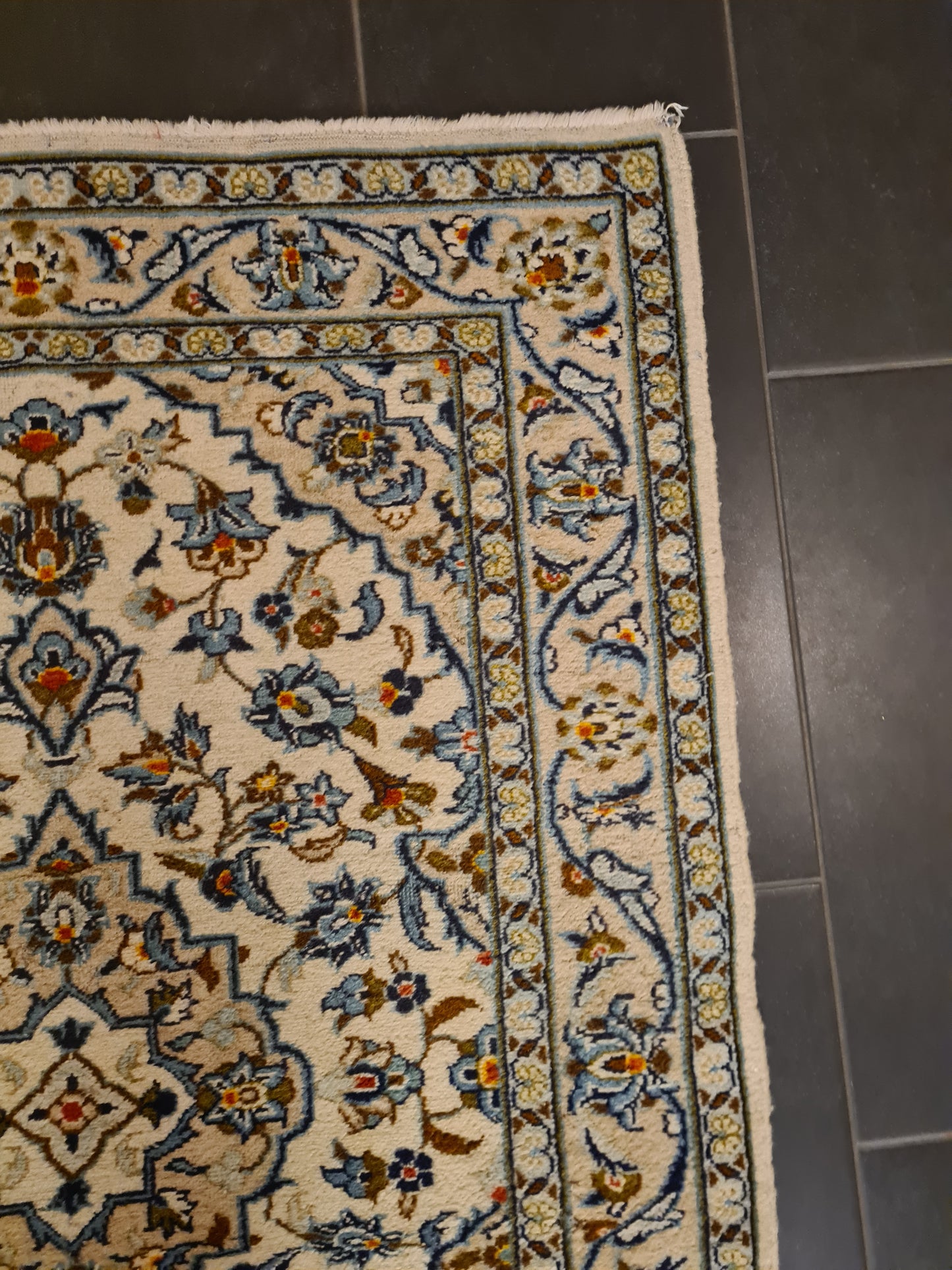 Perserteppich Orientteppich Handgeknüpfer Teppich Keshan Läufer 404x102cm