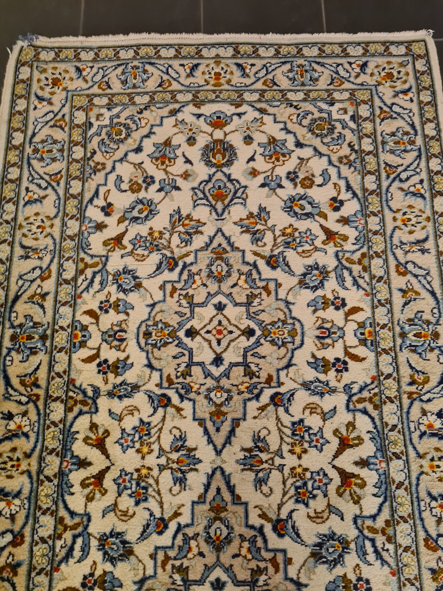 Perserteppich Orientteppich Handgeknüpfer Teppich Keshan Läufer 404x102cm