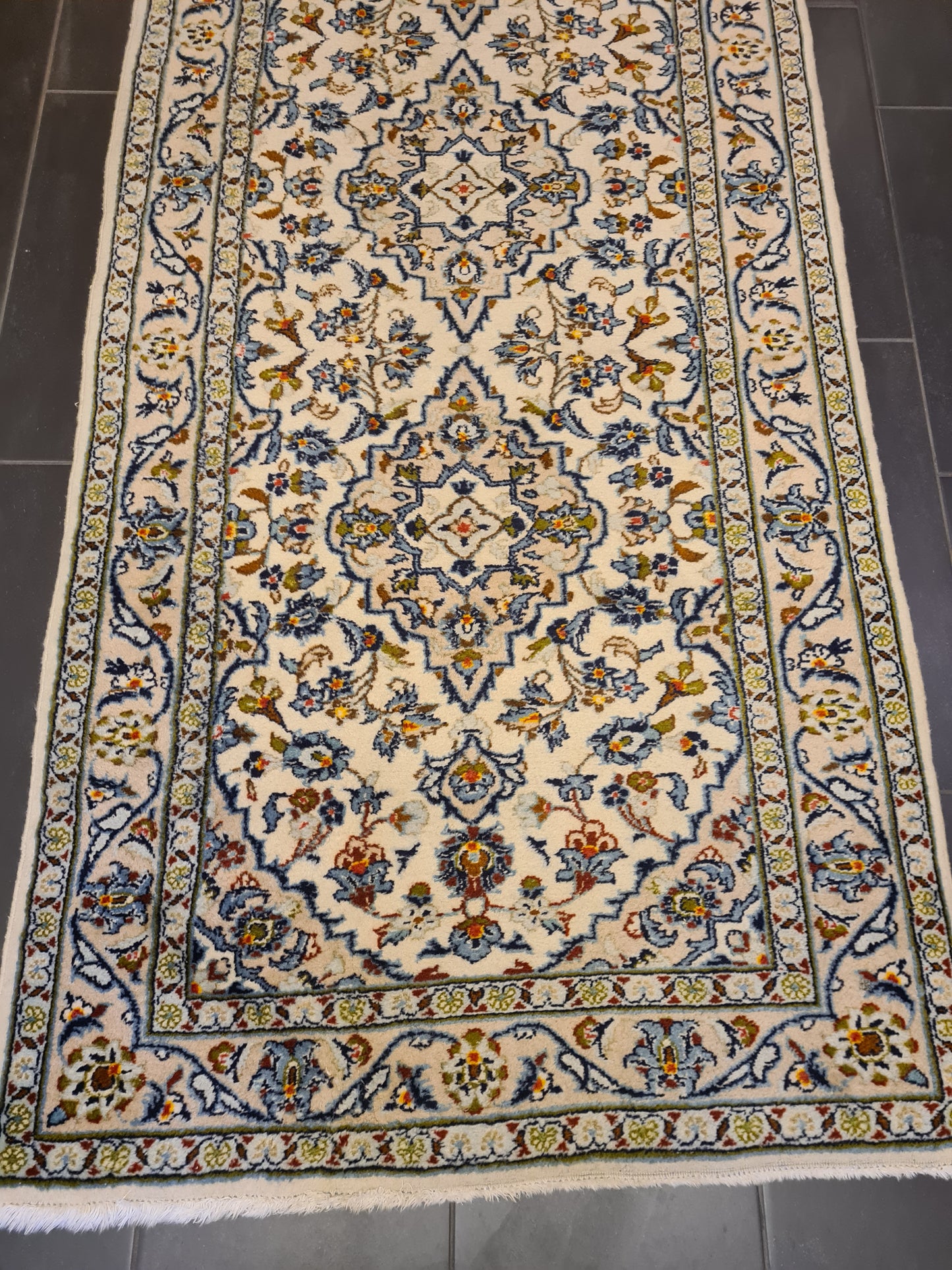 Perserteppich Orientteppich Handgeknüpfer Teppich Keshan Läufer 404x102cm