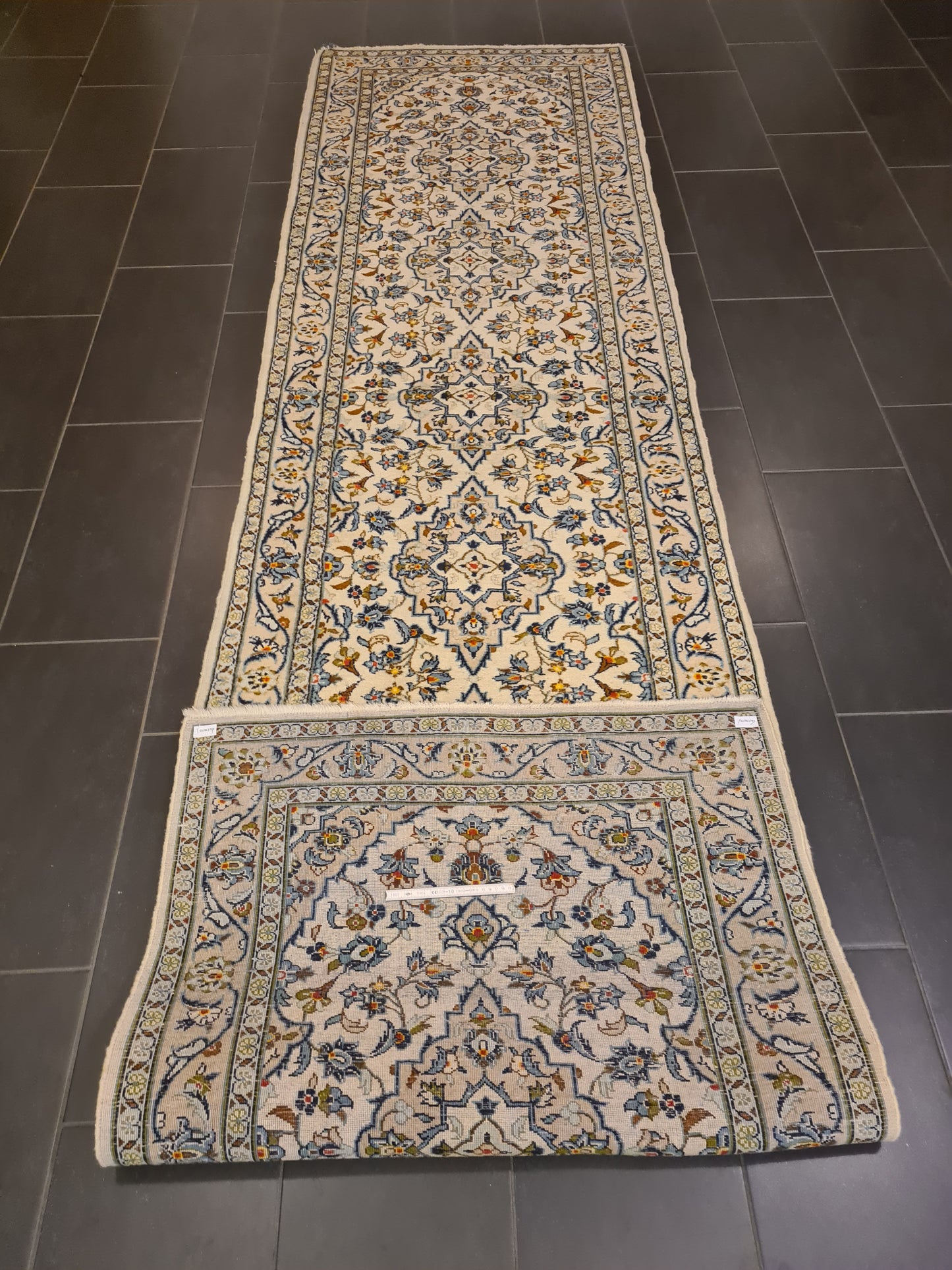 Perserteppich Orientteppich Handgeknüpfer Teppich Keshan Läufer 404x102cm