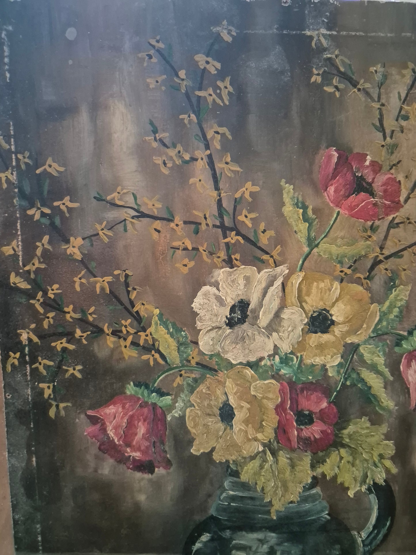 Willy Amberg (1955) Ölgemälde Blumenstilleben Handsigniert Datiert