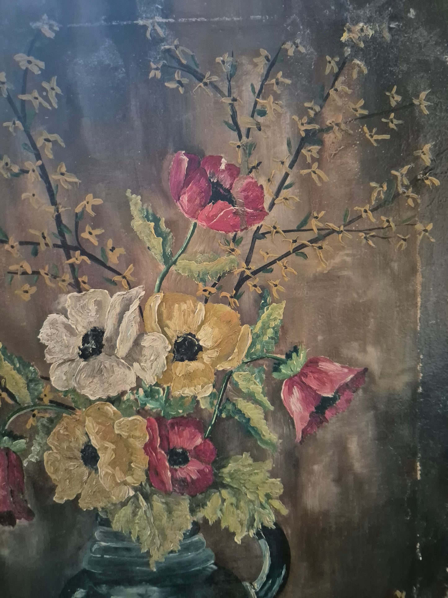 Willy Amberg (1955) Ölgemälde Blumenstilleben Handsigniert Datiert