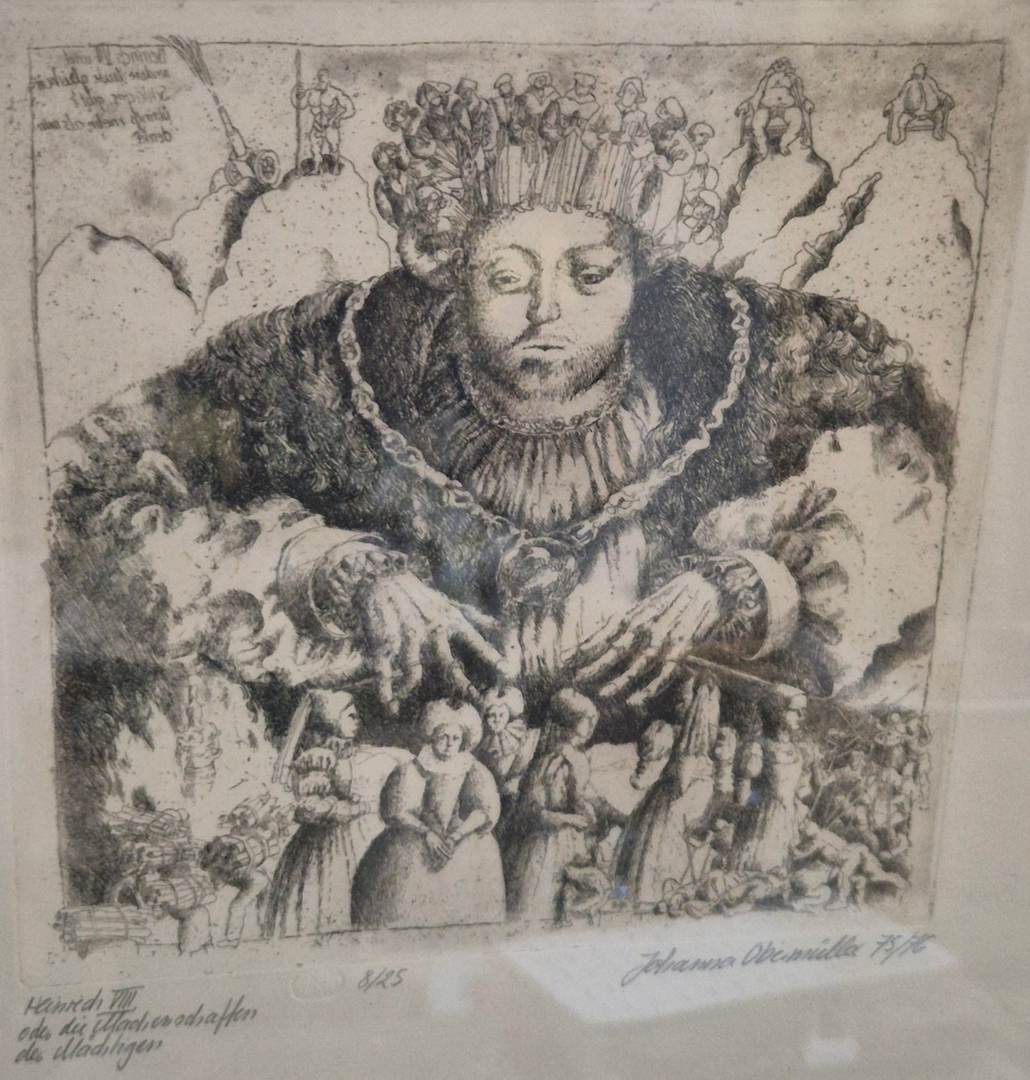 Johanna Obermüller (XX) Original Radierung Heinrich der Achte 8/25