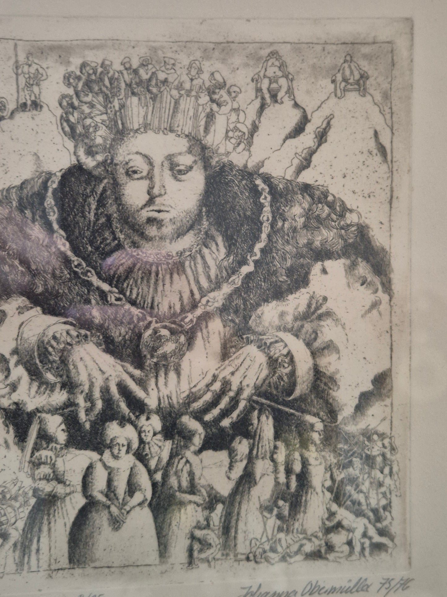 Johanna Obermüller (XX) Original Radierung Heinrich der Achte 8/25