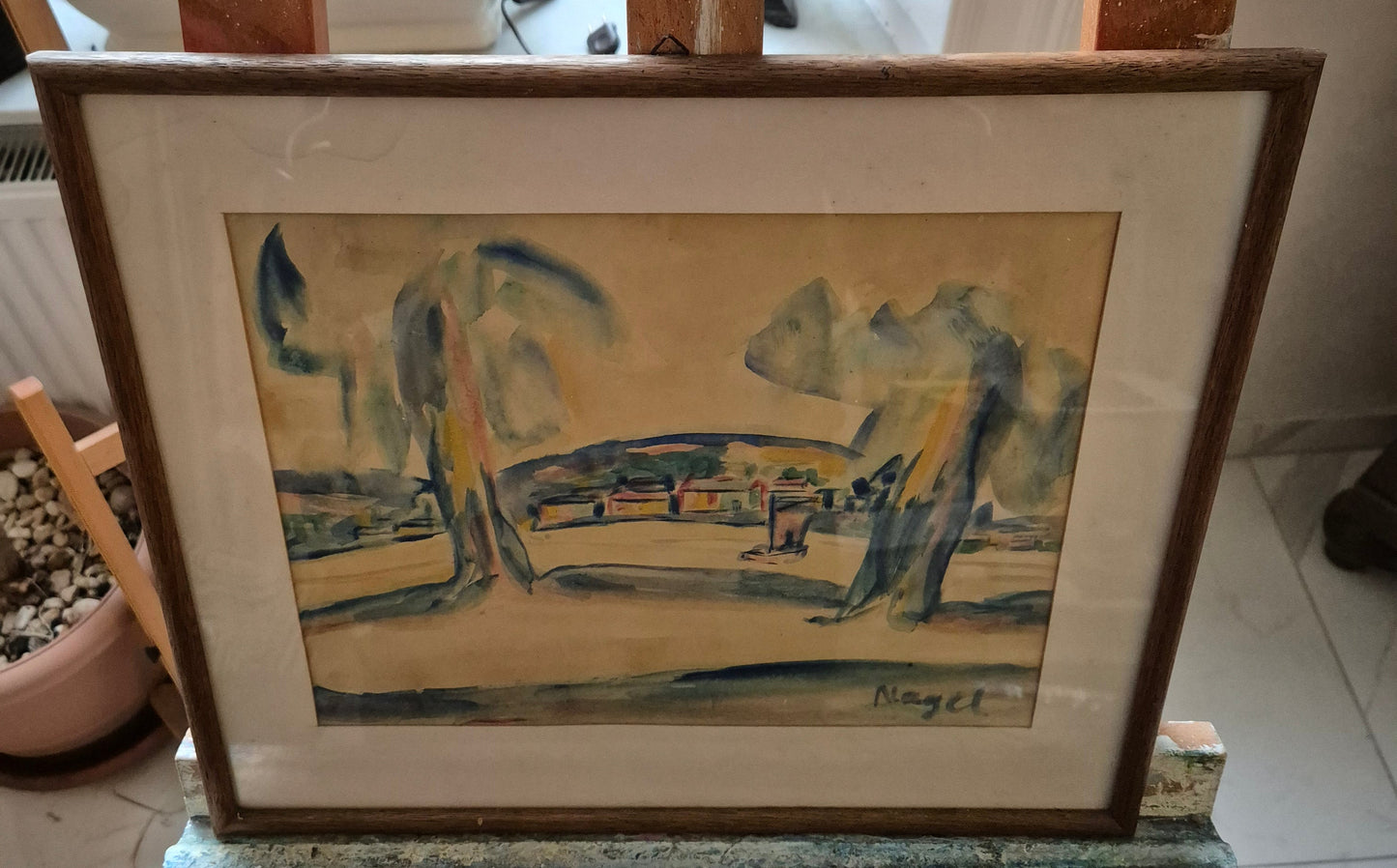 Nagel (XX) Aquarellmalerei Farbenfrohe Landschaft Expressionismus