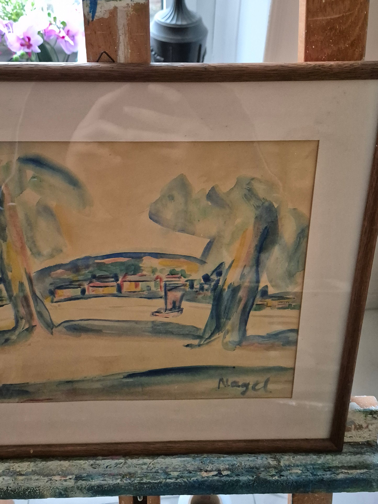 Nagel (XX) Aquarellmalerei Farbenfrohe Landschaft Expressionismus