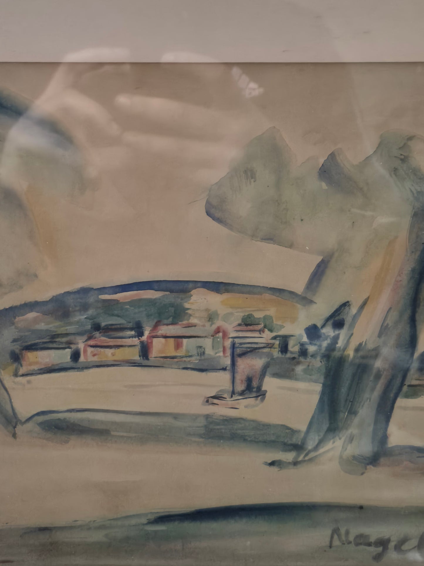 Nagel (XX) Aquarellmalerei Farbenfrohe Landschaft Expressionismus