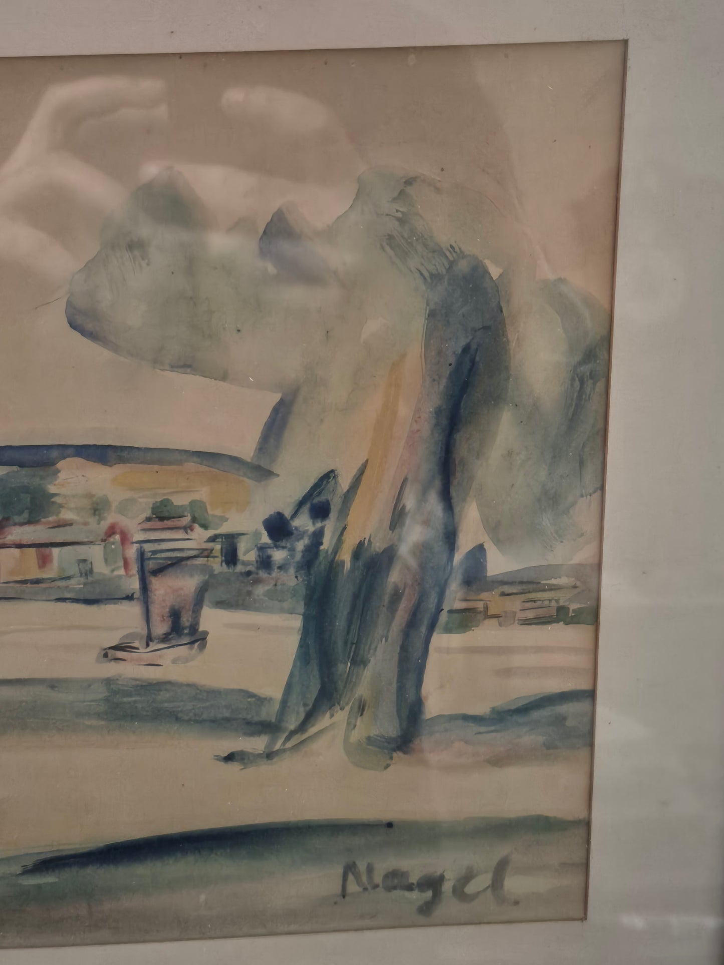 Nagel (XX) Aquarellmalerei Farbenfrohe Landschaft Expressionismus