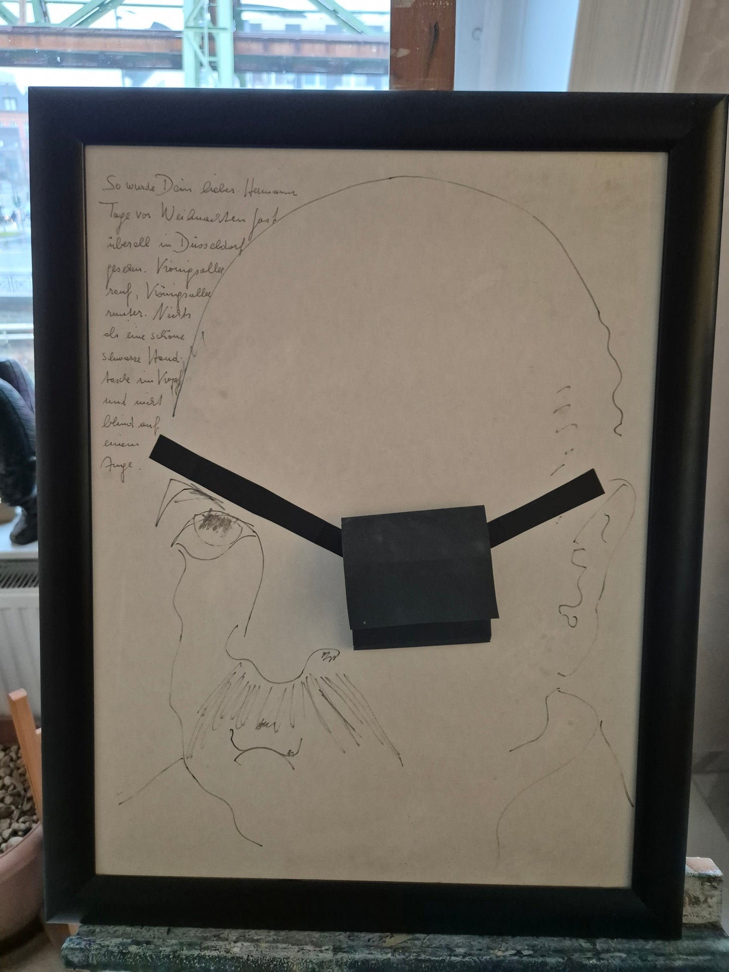 Düsseldorfer Schule (XX) Zeichnung Skizze Collage Augenklappe