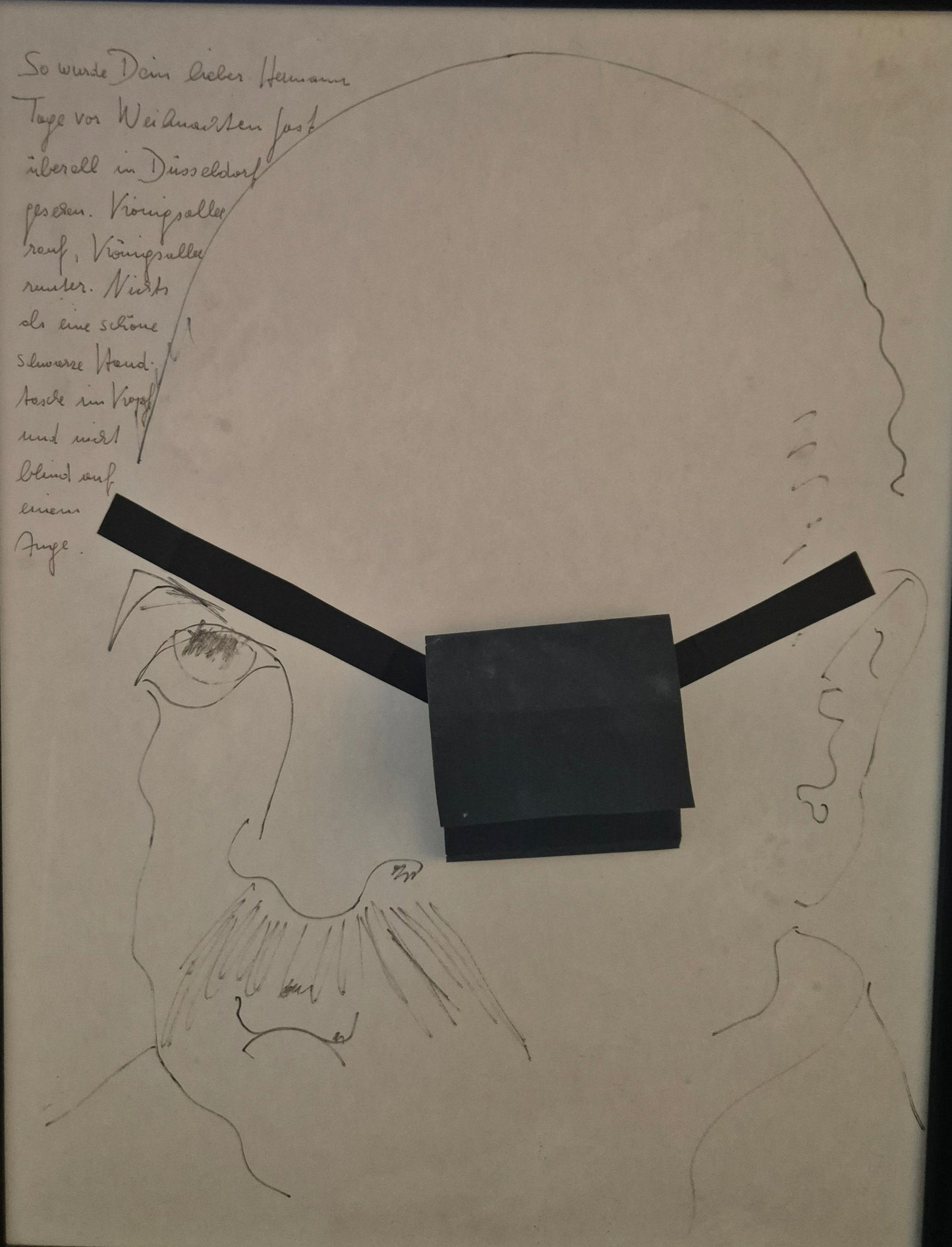 Düsseldorfer Schule (XX) Zeichnung Skizze Collage Augenklappe
