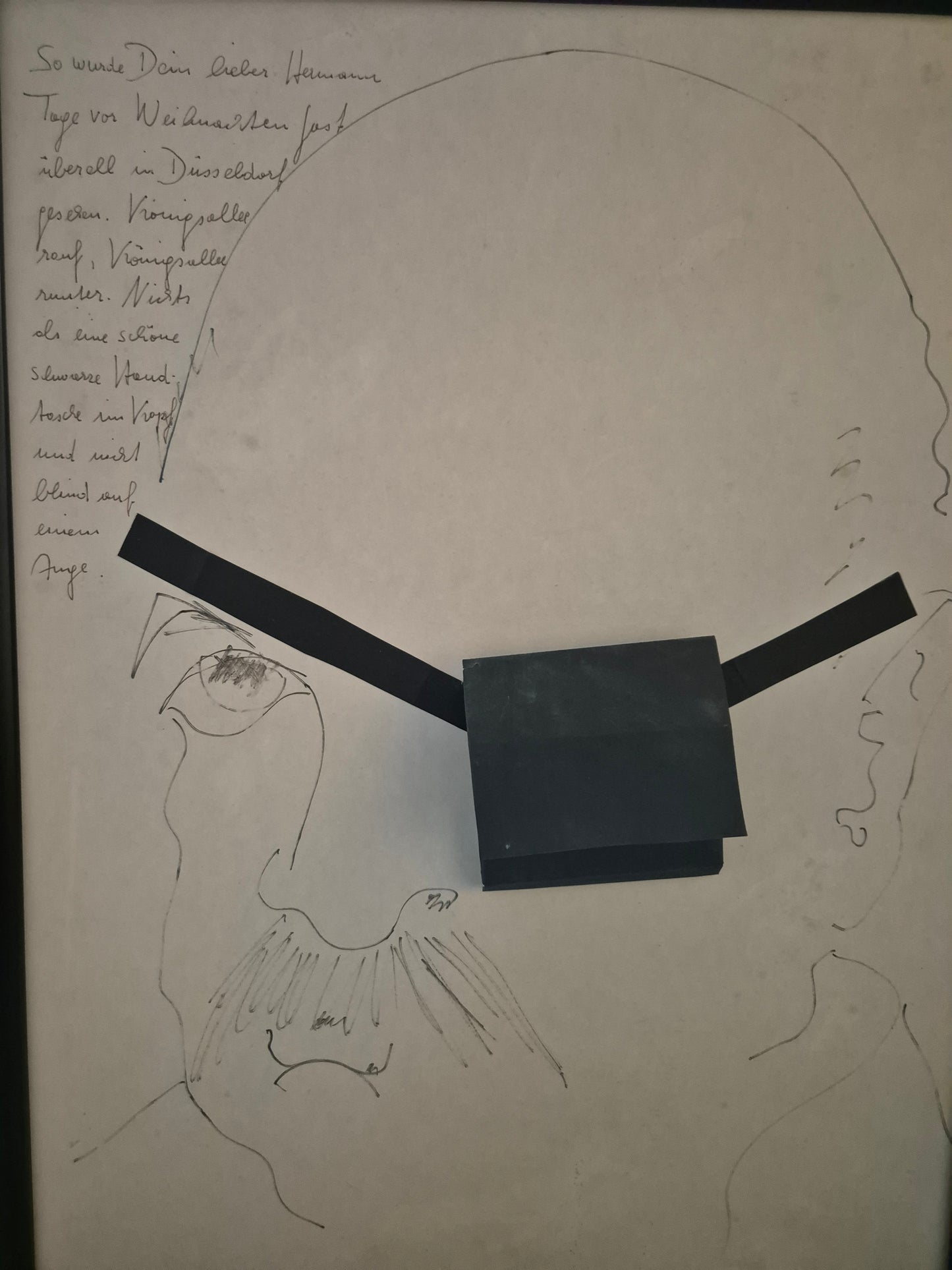 Düsseldorfer Schule (XX) Zeichnung Skizze Collage Augenklappe