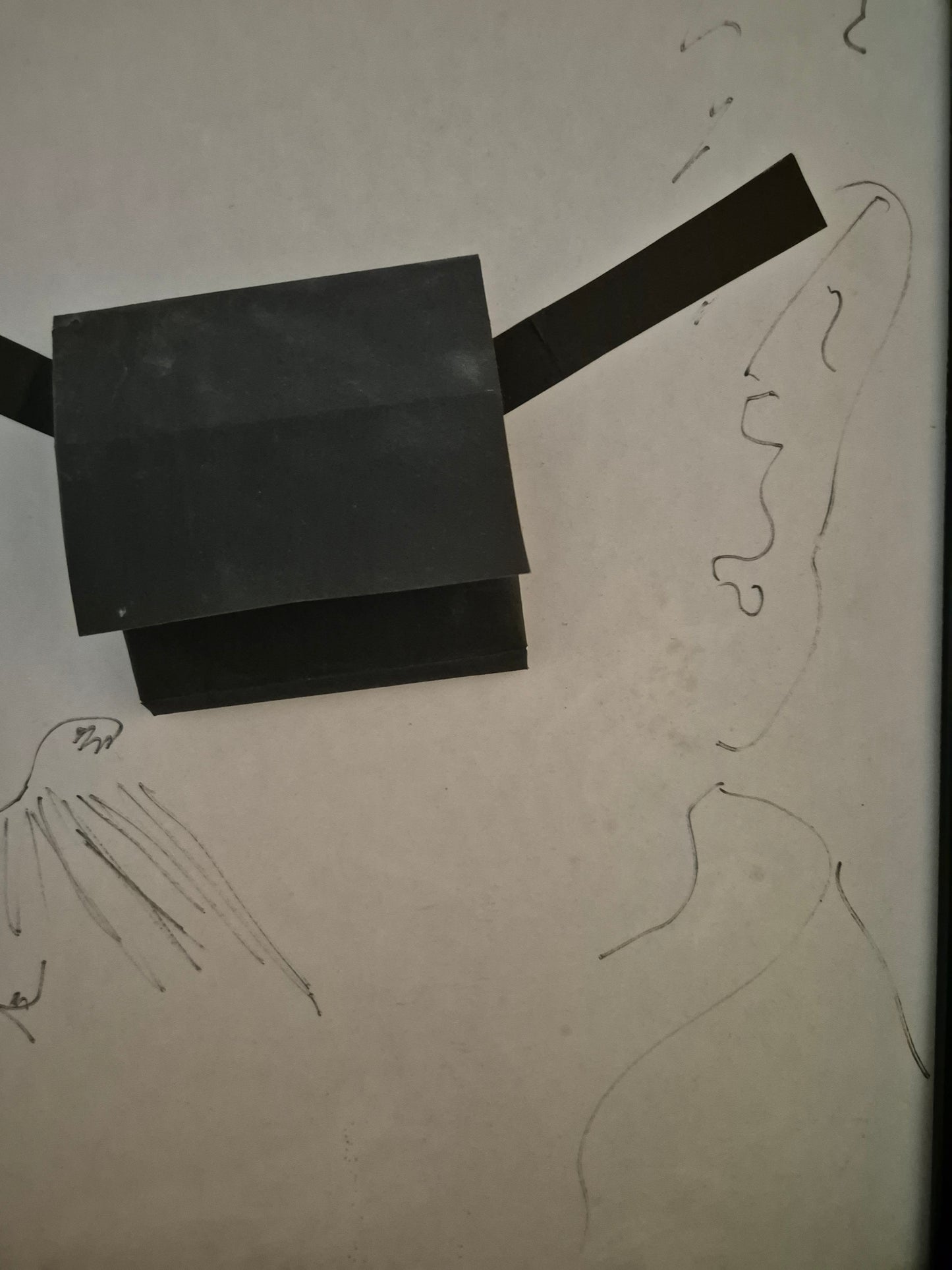 Düsseldorfer Schule (XX) Zeichnung Skizze Collage Augenklappe