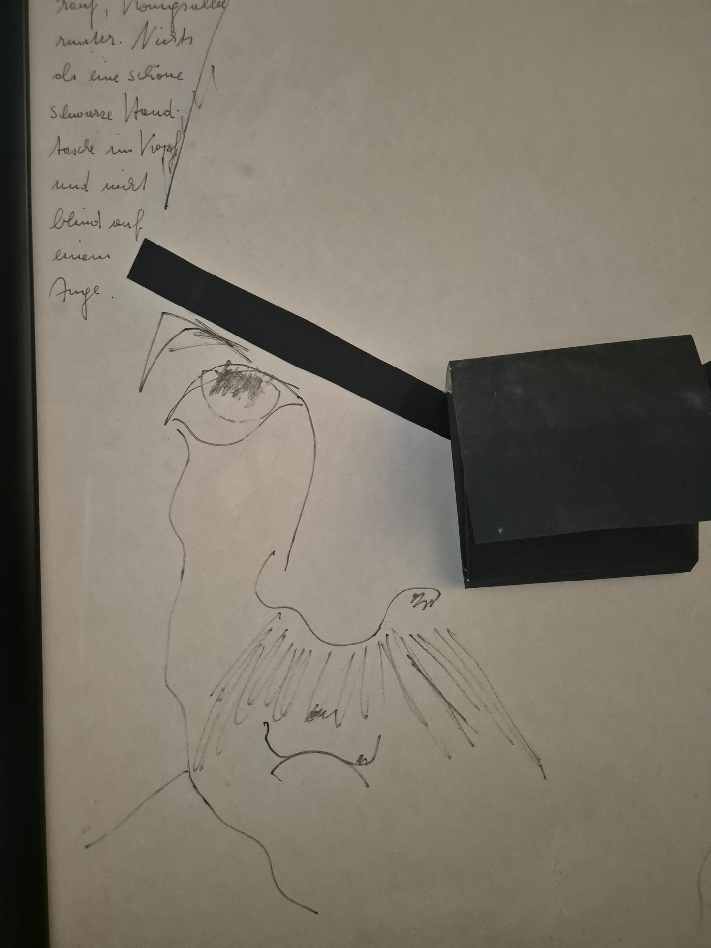Düsseldorfer Schule (XX) Zeichnung Skizze Collage Augenklappe
