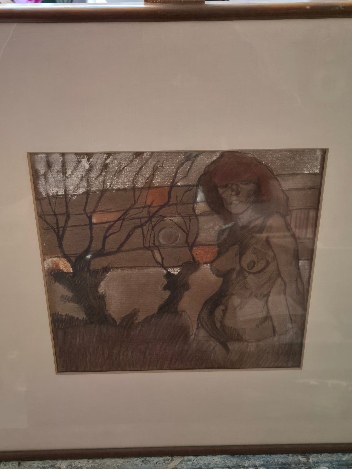 Gemälde Akt Mischtechnik Expressionismus Landschaft Gerahmt 61x48cm