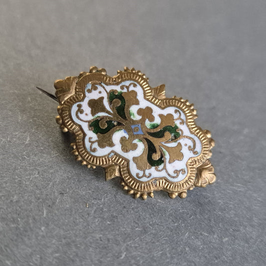 Antike emaillierte Brosche – Filigrane Handwerkskunst im Vintage-Stil