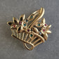 Vergoldete Blumen-Brosche mit bunten Steinen – Eleganter Vintage-Schmuck