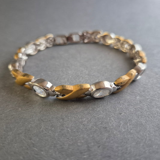 Elegantes Bicolor-Armband mit Zirkonia – Stilvolle Kombination aus Gold & Silber