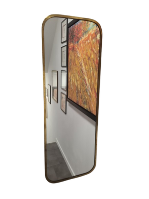 Mid-Century Spiegel Messing Goldrahmen Wandspiegel 100cm