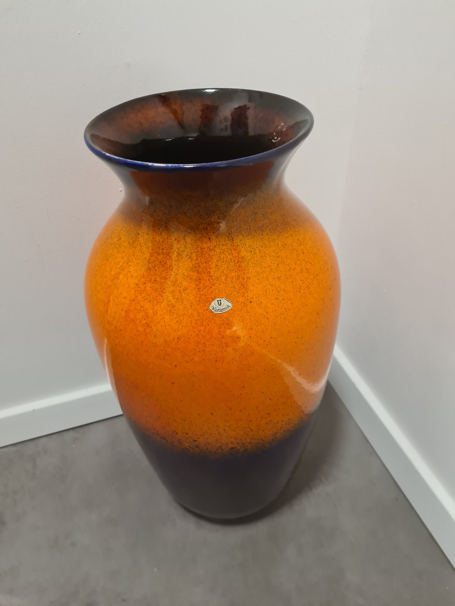 Ü-Keramik Vase Uebelacker Mid-Century Vintage 52x24cm