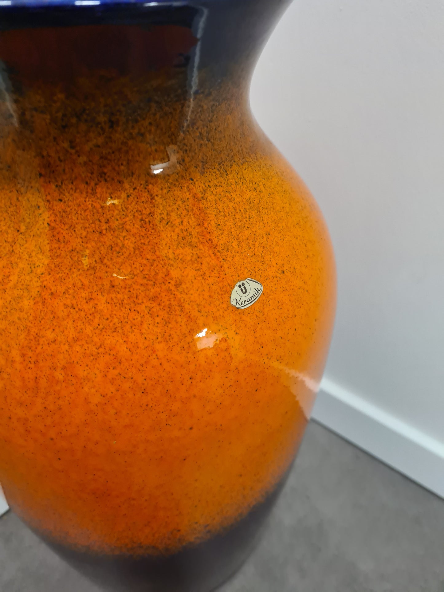 Ü-Keramik Vase Uebelacker Mid-Century Vintage 52x24cm