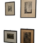 Original Radierung 4er set Landschaft Malerei Holzrahmen 30x34cm
