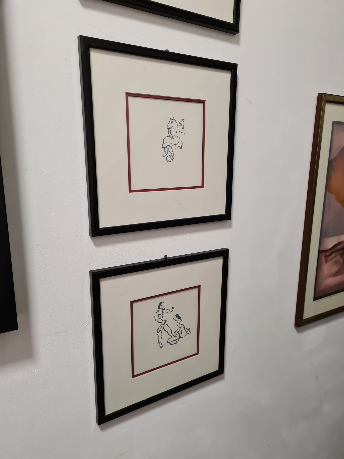 Granolitograohie Malerei 4er Set Kunstdruck 32x32cm