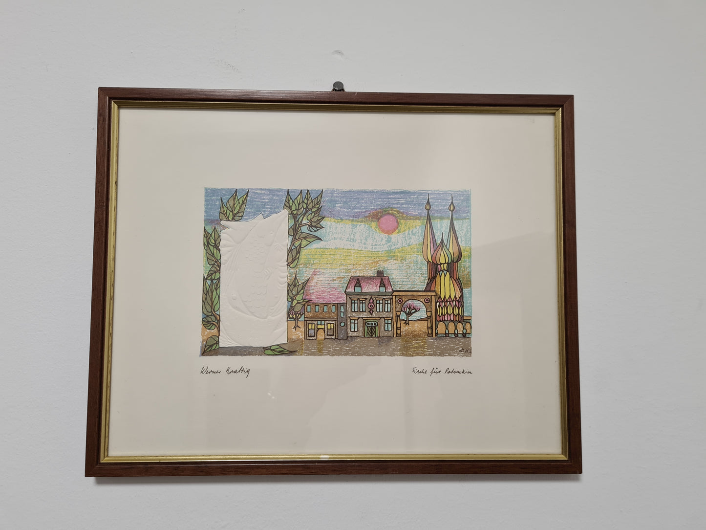 Werner Kräftig "Portal der Fische" Radierung 2er Set gerahmt 28x23cm