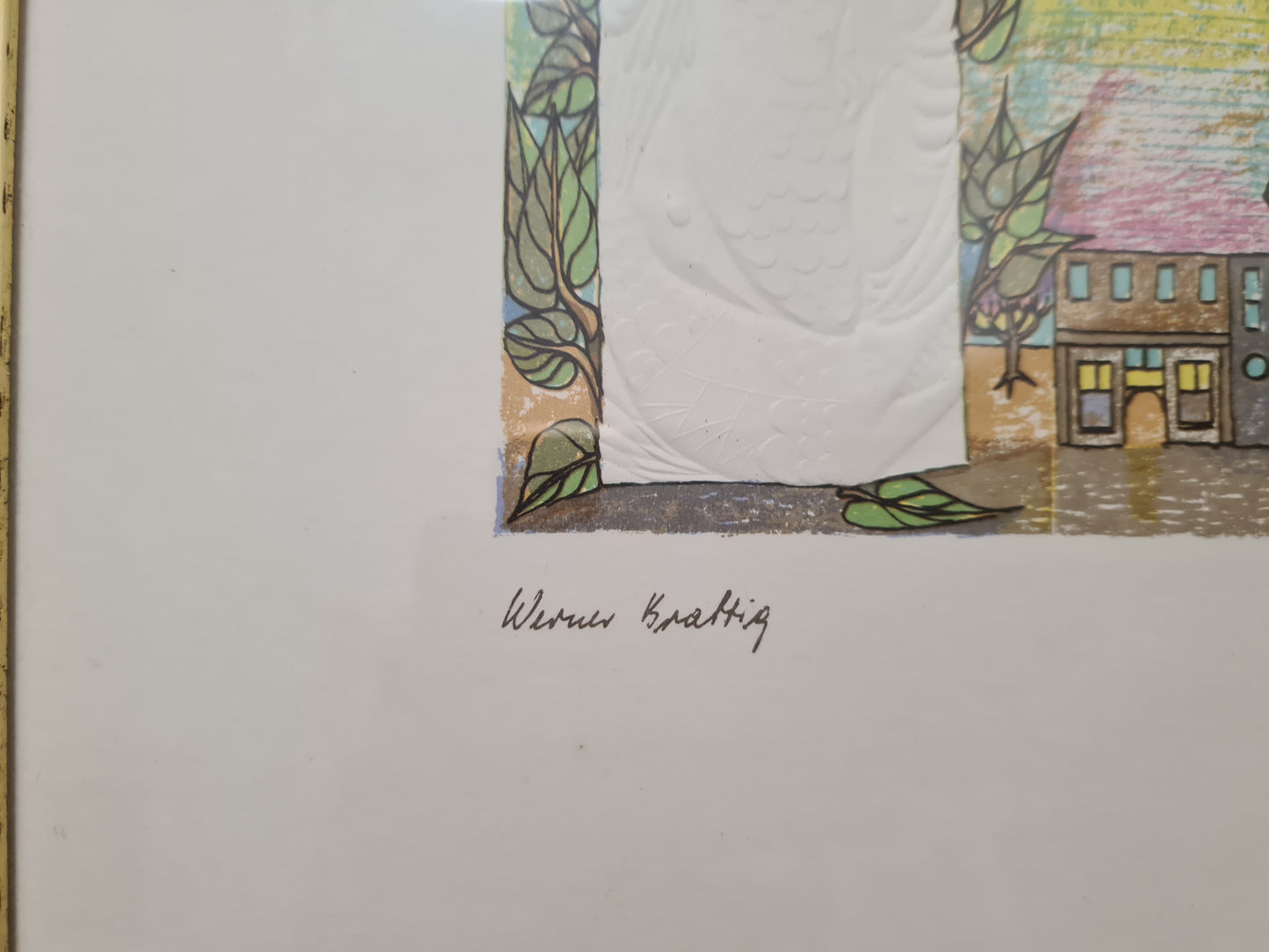 Werner Kräftig "Portal der Fische" Radierung 2er Set gerahmt 28x23cm