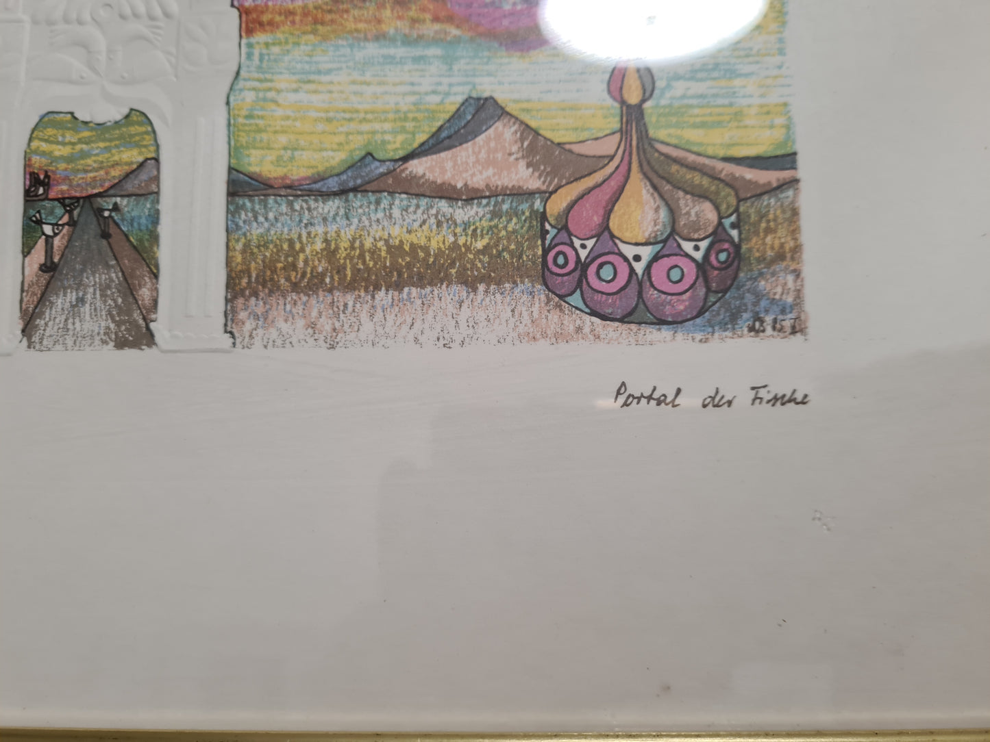 Werner Kräftig "Portal der Fische" Radierung 2er Set gerahmt 28x23cm