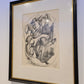 Radierung Malerei signiert gerahmt Abstrakt Figuren 45x35cm