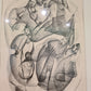 Radierung Malerei signiert gerahmt Abstrakt Figuren 45x35cm