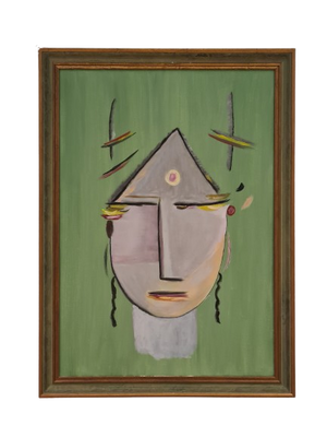 Abstrakte Kunst Öl Gemälde Portrait Holzrahmen Modern 78x58cm