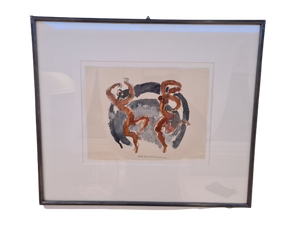 Abstrakte Aquarellmalerei Signiert Kunst Gemälde 61x51cm