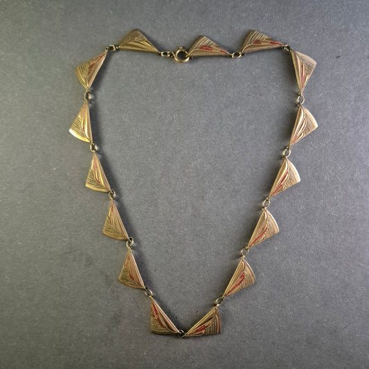 Antike Art-Deco-Halskette – Geometrisches Design mit Emaille