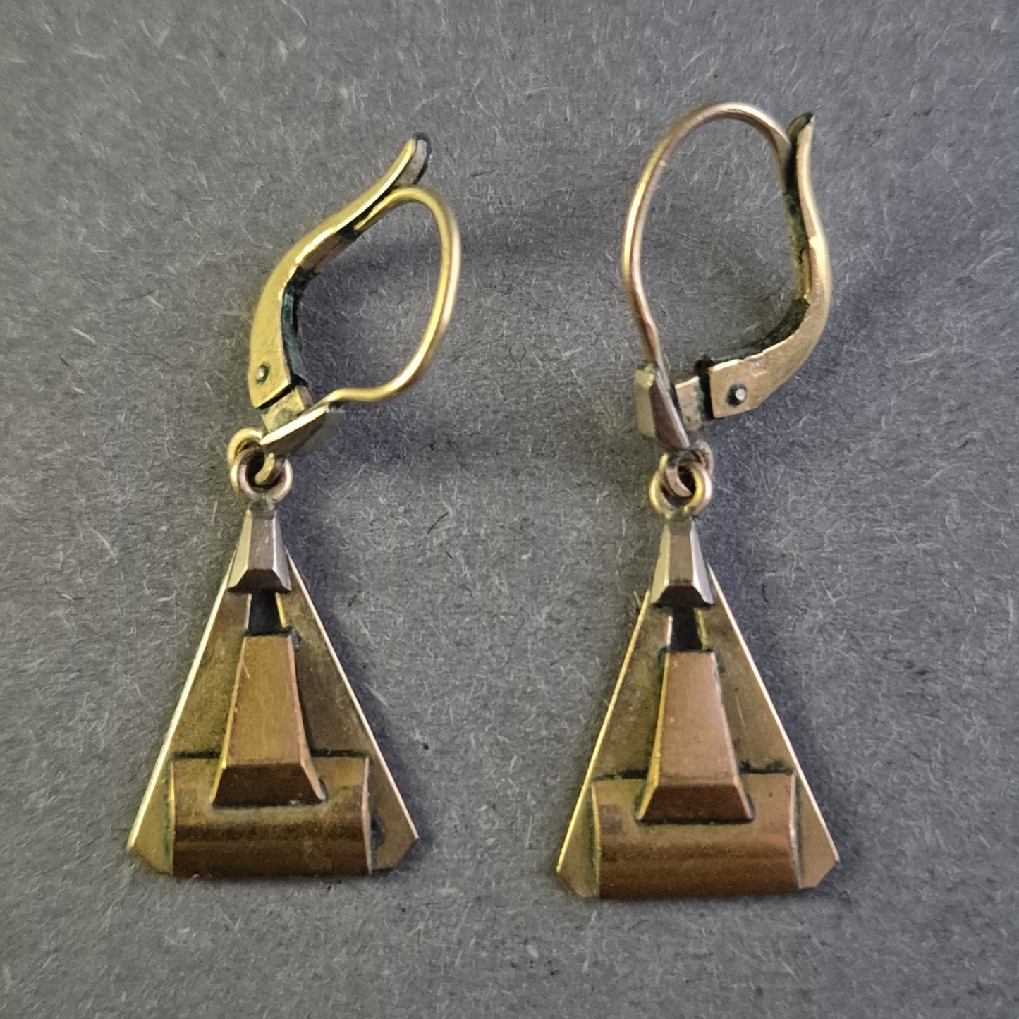 Vintage Art Deco Ohrringe – Geometrisches Design in Goldoptik