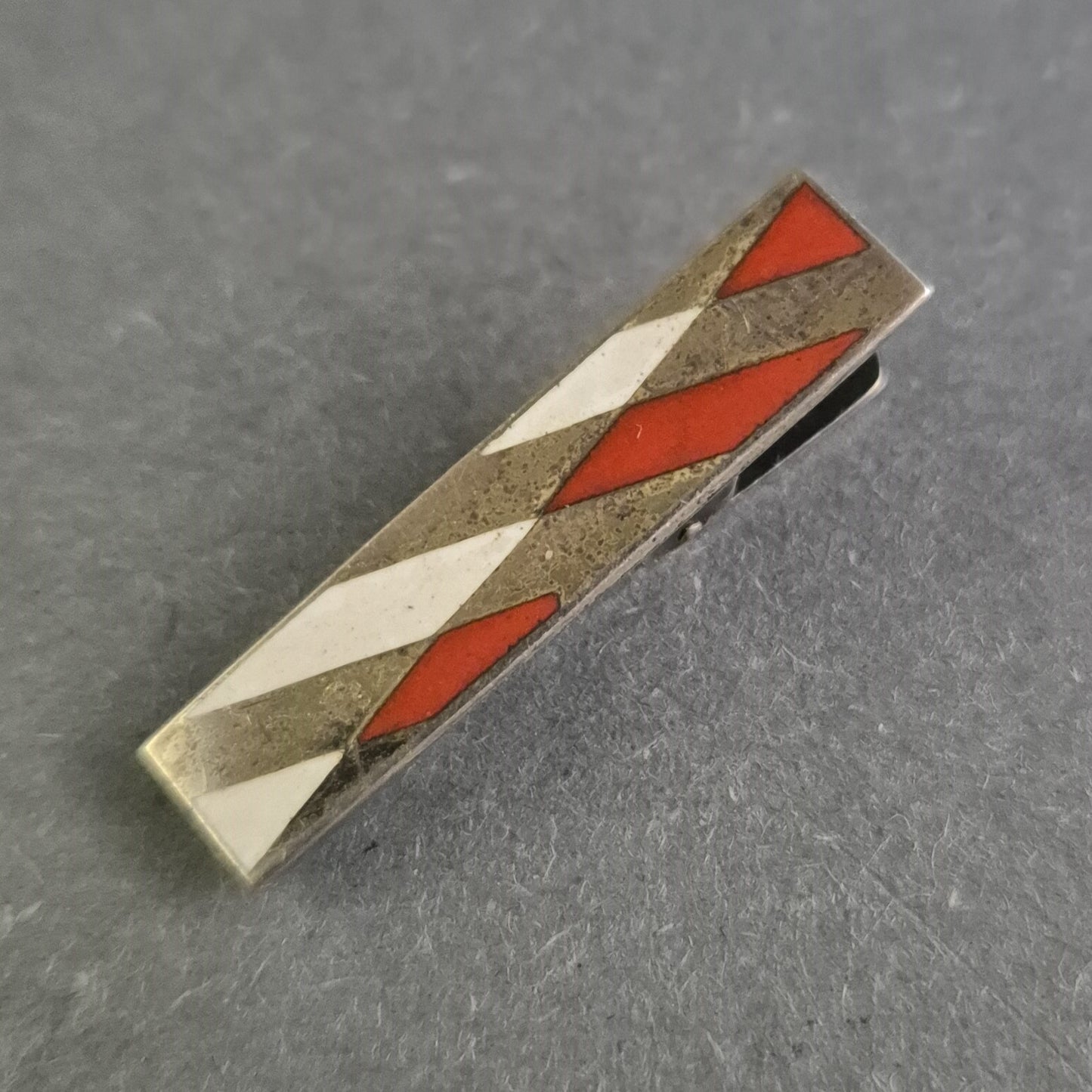 Vintage Krawattenklammer – Silber 800 mit Emaille-Dekor