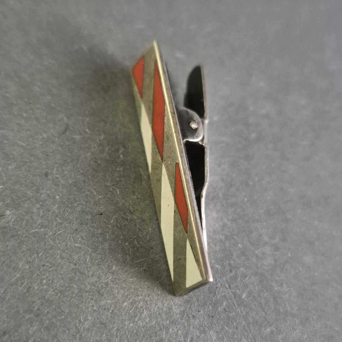 Vintage Krawattenklammer – Silber 800 mit Emaille-Dekor