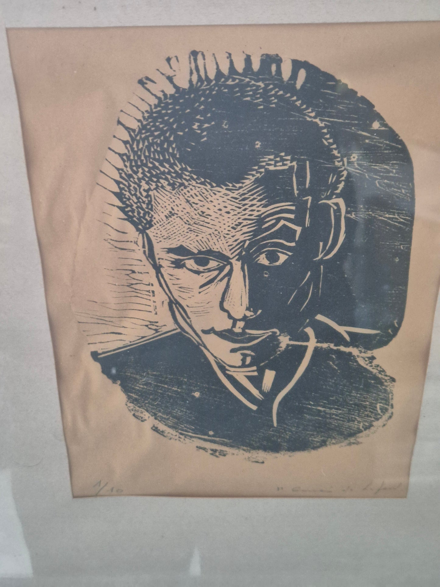 Lithographie Porträtstudie Mann Handsigniert und Nummeriert 1/10